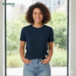 Nachhaltiges blaues Damen T-shirt von EcoStyle Textiles in hochwertiger Bio-Qualität